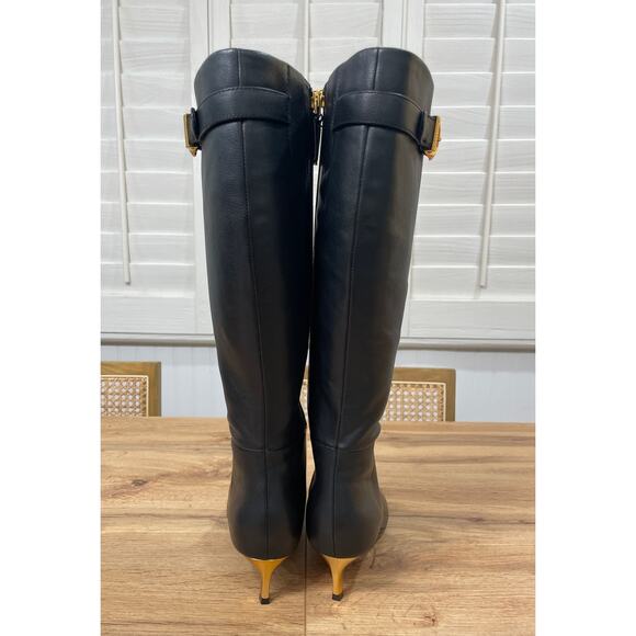 Donna Karan New York Women's Clari Tall Boot Black Leather Gold Heel Size 6 NIB - Picture 8 of 16